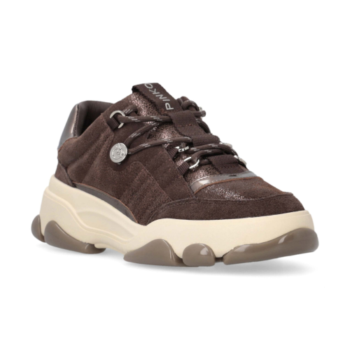 Pinko Brown Panelled Leather Sneakers. 2