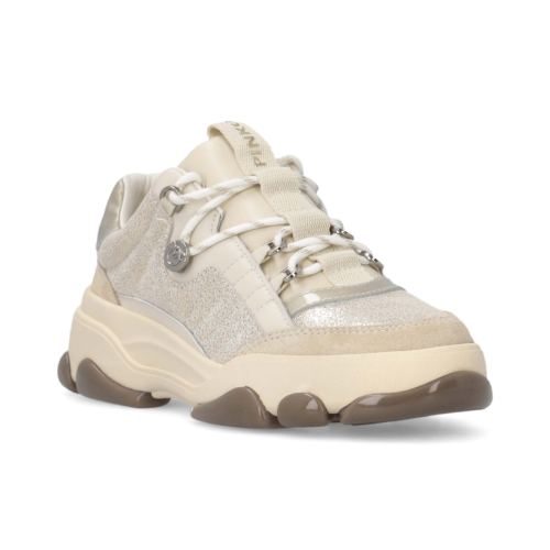 Pinko Ivory Panelled Leather Sneakers. 2