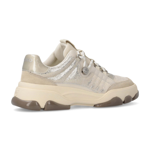 Pinko Ivory Panelled Leather Sneakers.