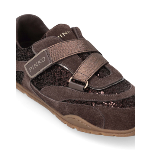 Pinko Brown Suede & Leather Sneakers.