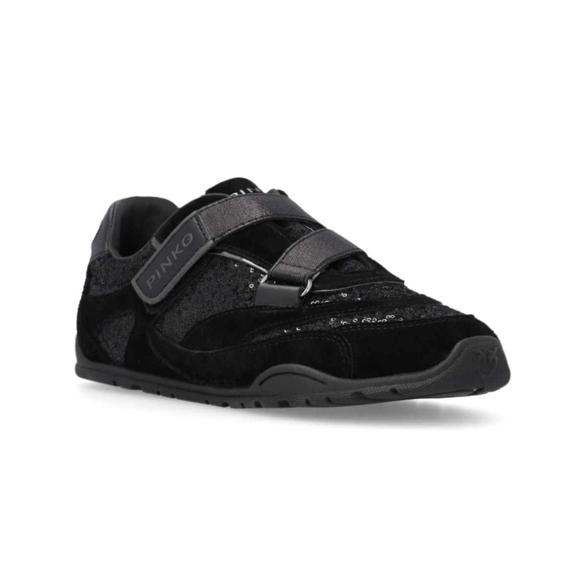 Pinko Black Panelled Leather Sneakers.