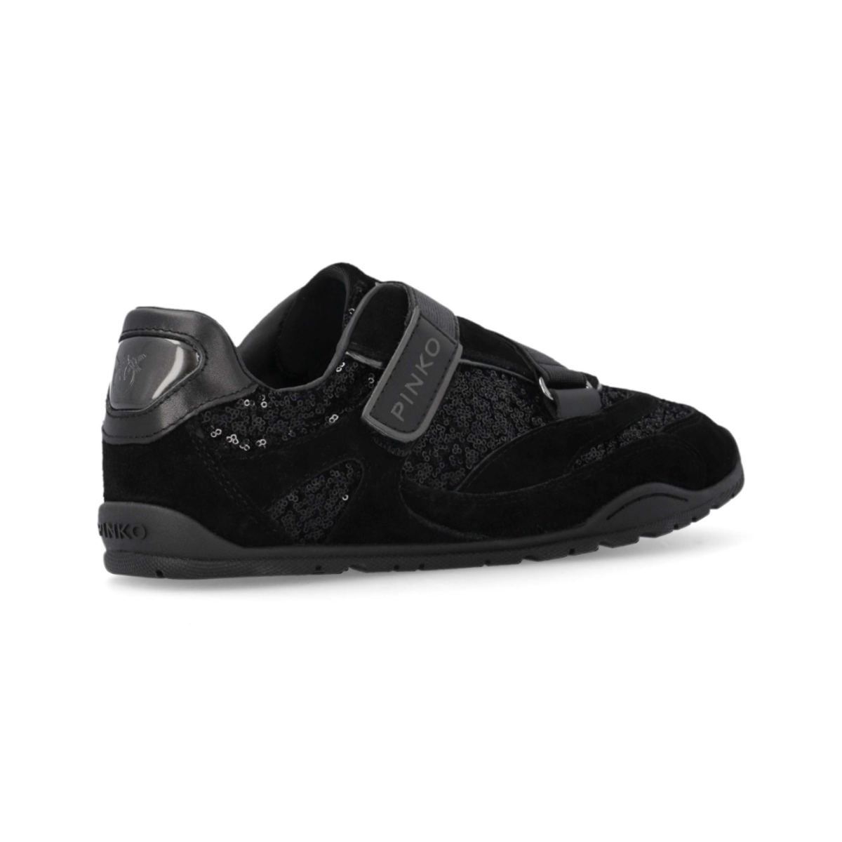Pinko Black Panelled Leather Sneakers.