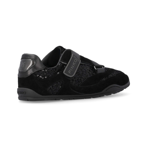 Pinko Black Panelled Leather Sneakers.