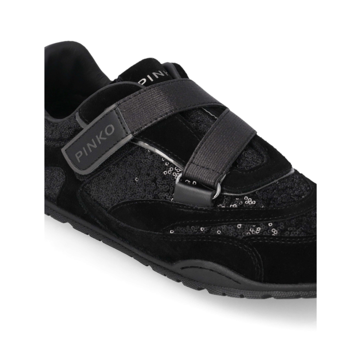 Pinko Black Panelled Leather Sneakers.