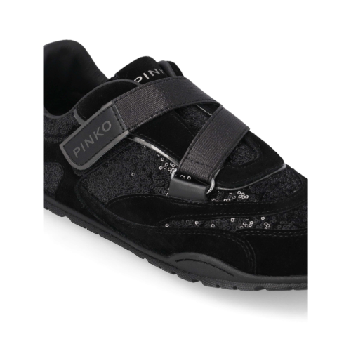 Pinko Black Panelled Leather Sneakers.
