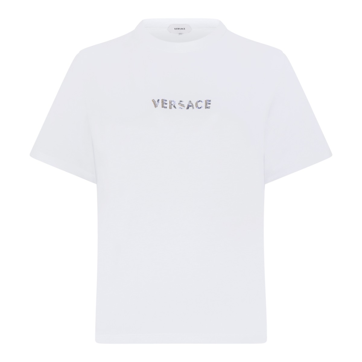 Versace White Logo Cotton T-Shirt.
