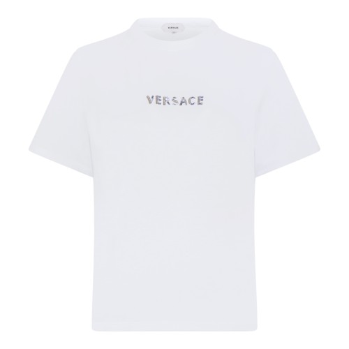 Versace White Logo Cotton T-Shirt.