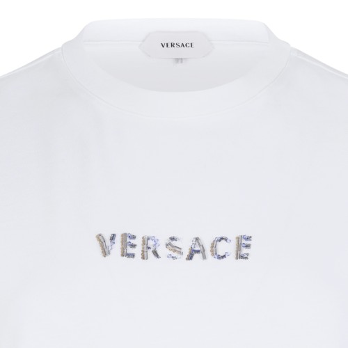 Versace White Logo Cotton T-Shirt.