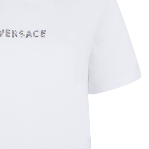 Versace White Logo Cotton T-Shirt.