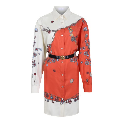 Versace Printed Belted Shirt Dress.