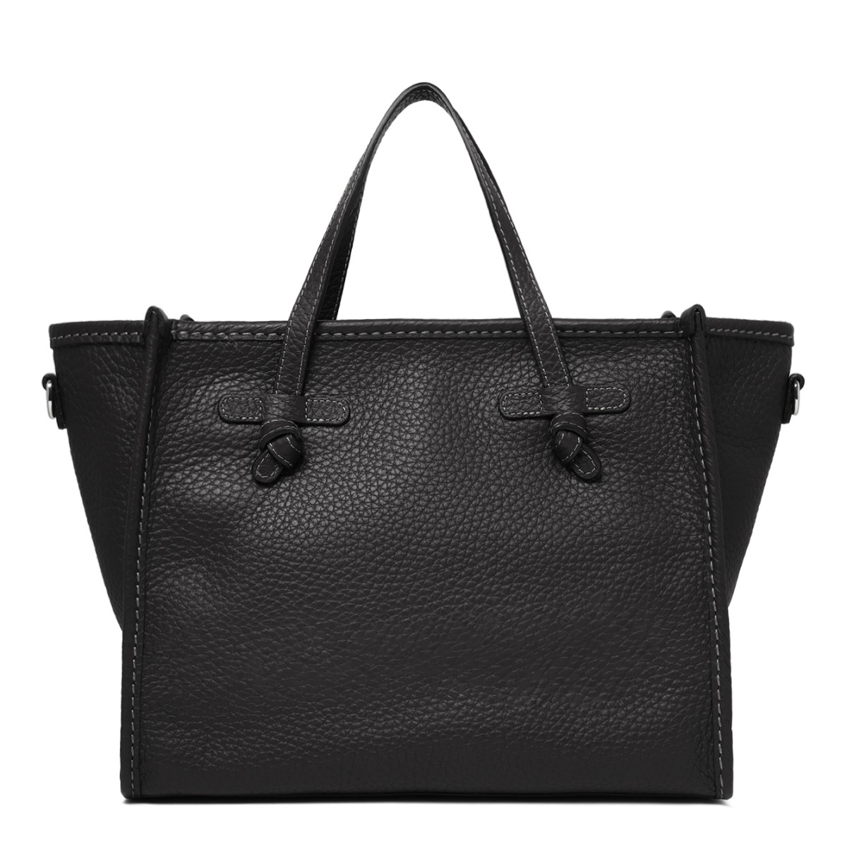 Marcella Black Textured Leather Tote Bag.