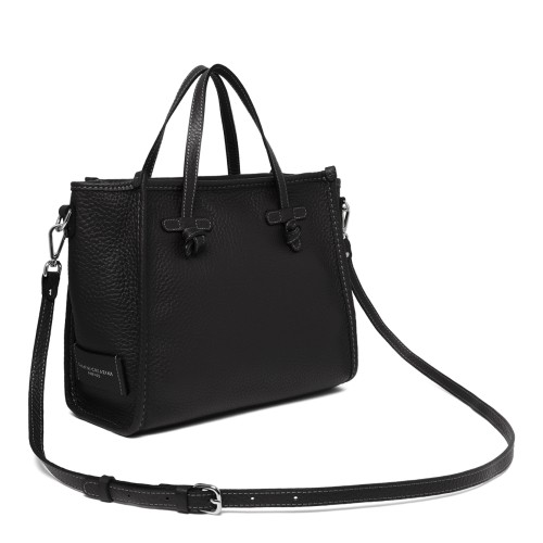 Marcella Black Textured Leather Tote Bag.
