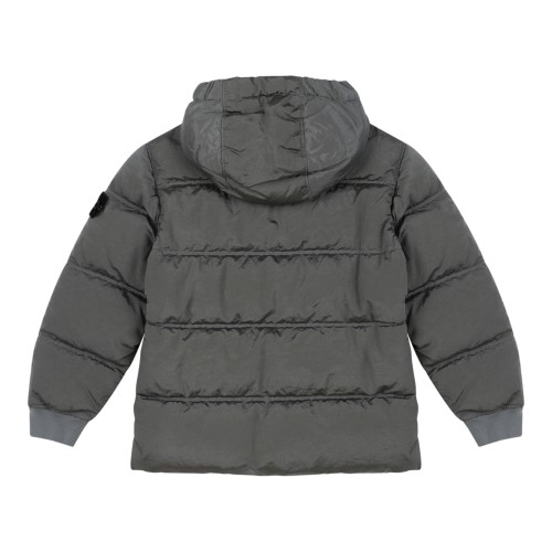 Stone Island Kids Grey Hooded Puffer Jacket. 2