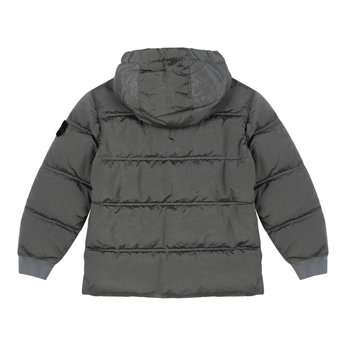Stone Island Kids Grey Hooded Puffer Jacket.