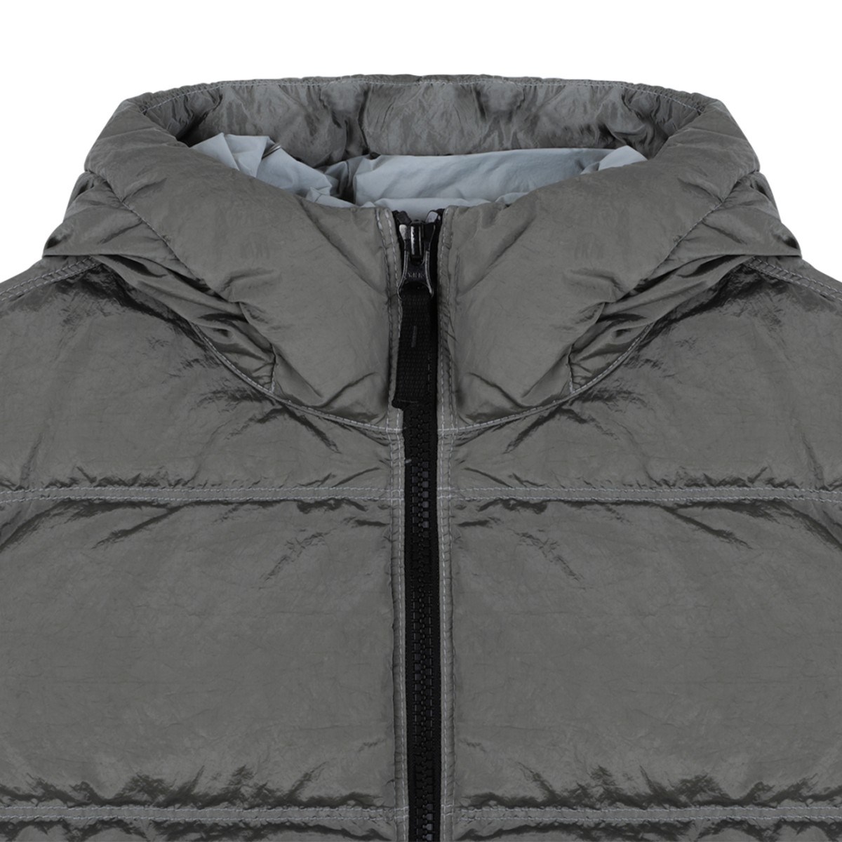 Stone Island Kids Grey Hooded Puffer Jacket.