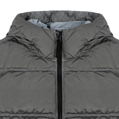 Stone Island Kids Grey Hooded Puffer Jacket.