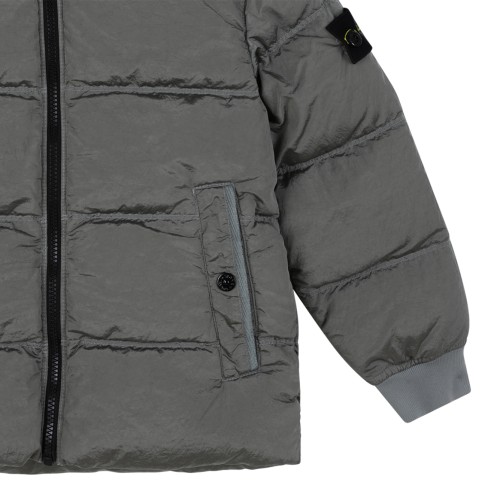 Stone Island Kids Grey Hooded Puffer Jacket.