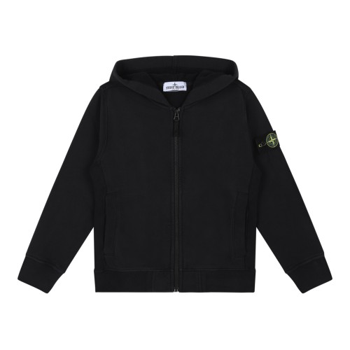 Stone Island Kids Black Zip-Up Hoodie.