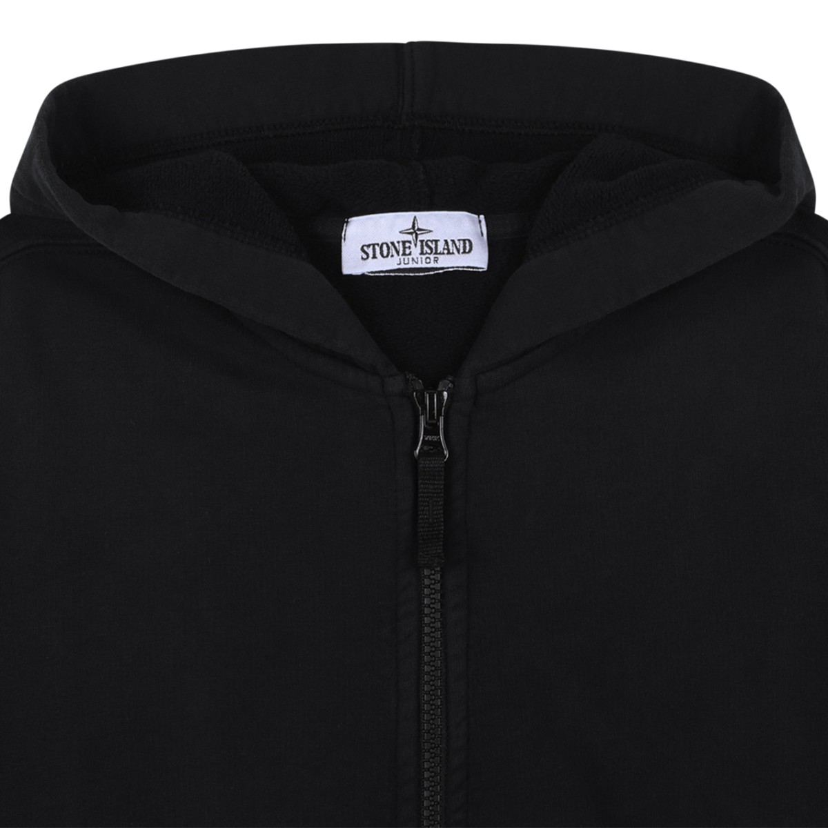 Stone Island Kids Black Zip-Up Hoodie.