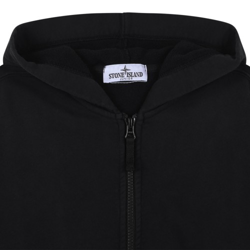Stone Island Kids Black Zip-Up Hoodie.