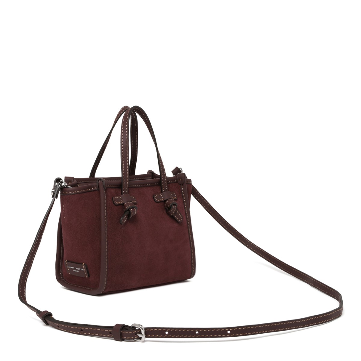 Marcella Burgundy Suede Leather Tote Bag.