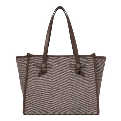 Marcella Dark Brown Suede Leather Tote Bag.
