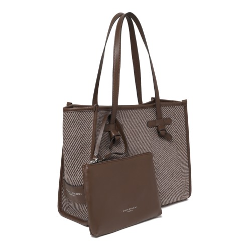 Marcella Dark Brown Suede Leather Tote Bag.