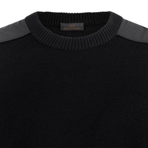 Paul & Shark Black Crew Neck Wool Sweater.