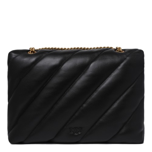 Pinko Black Quilted Leather Shoulder Bag. 2