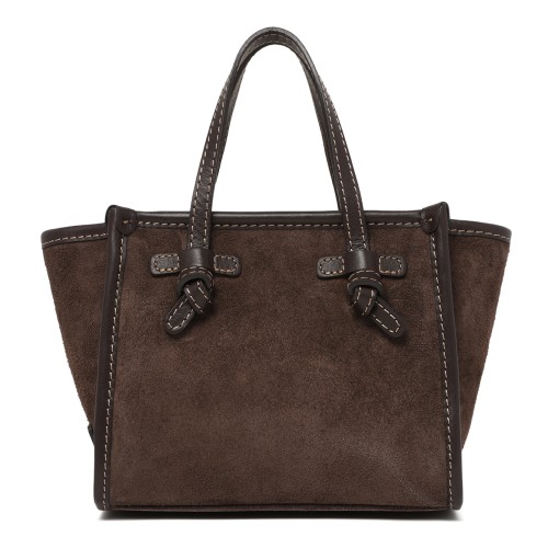 Marcella Dark Brown Suede Leather Tote Bag.
