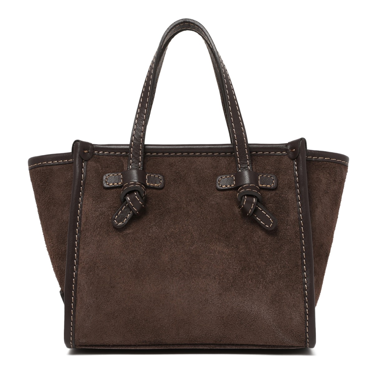 Marcella Dark Brown Suede Leather Tote Bag.