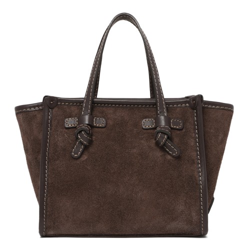 Marcella Dark Brown Suede Leather Tote Bag. 2