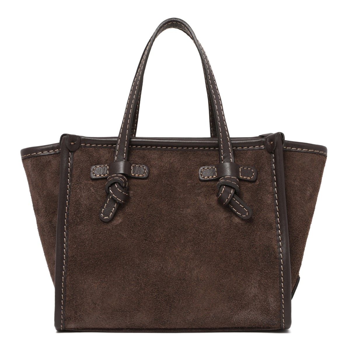 Marcella Dark Brown Suede Leather Tote Bag.