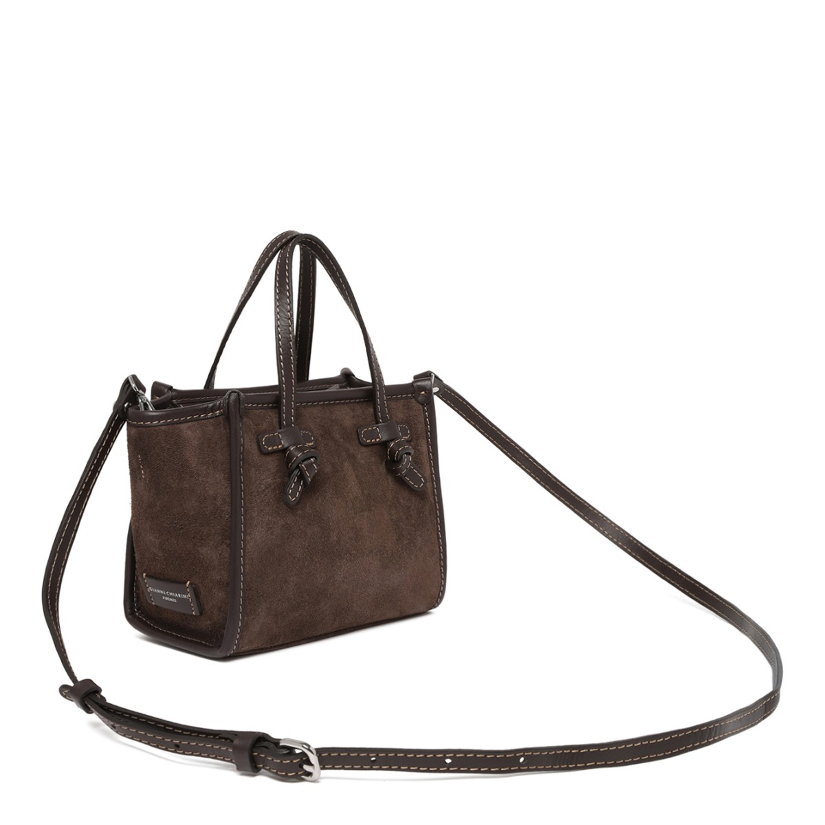 Marcella Dark Brown Suede Leather Tote Bag.