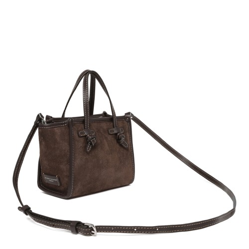 Marcella Dark Brown Suede Leather Tote Bag.