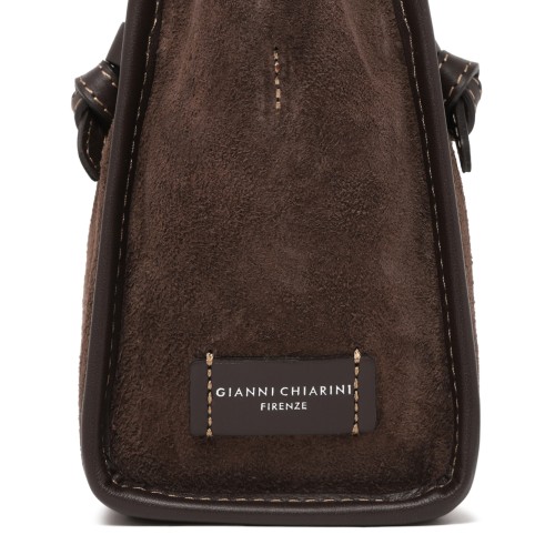 Marcella Dark Brown Suede Leather Tote Bag.
