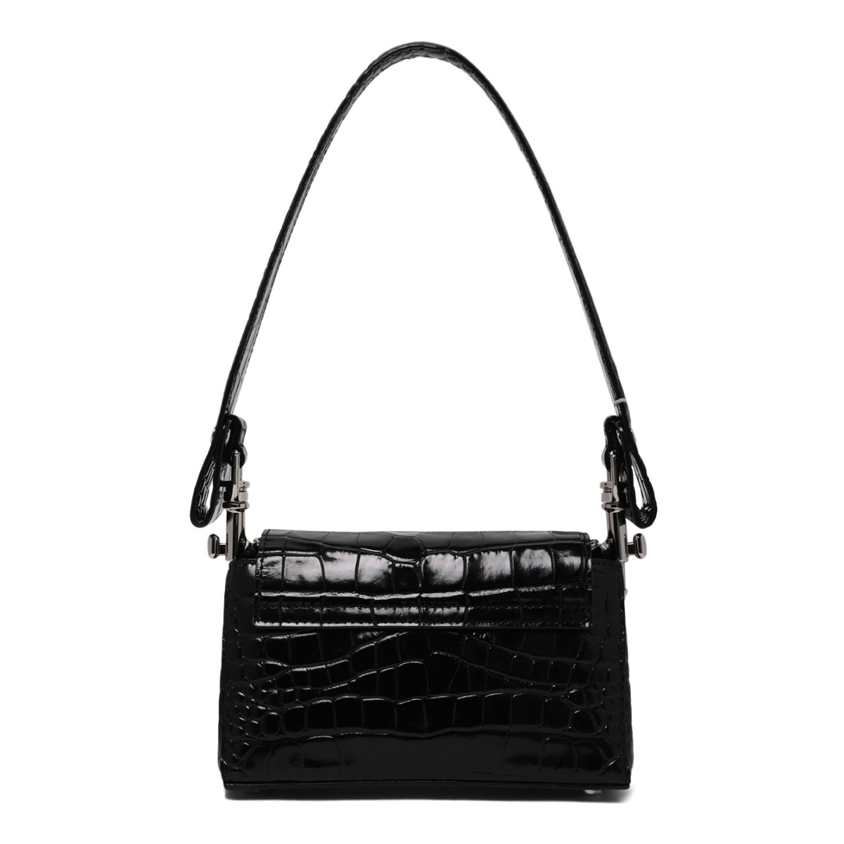 Vivienne Westwood Black Croc-Embossed Shoulder Bag.