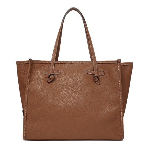 Marcella Cognac Textured Leather Shopper Tote Bag.