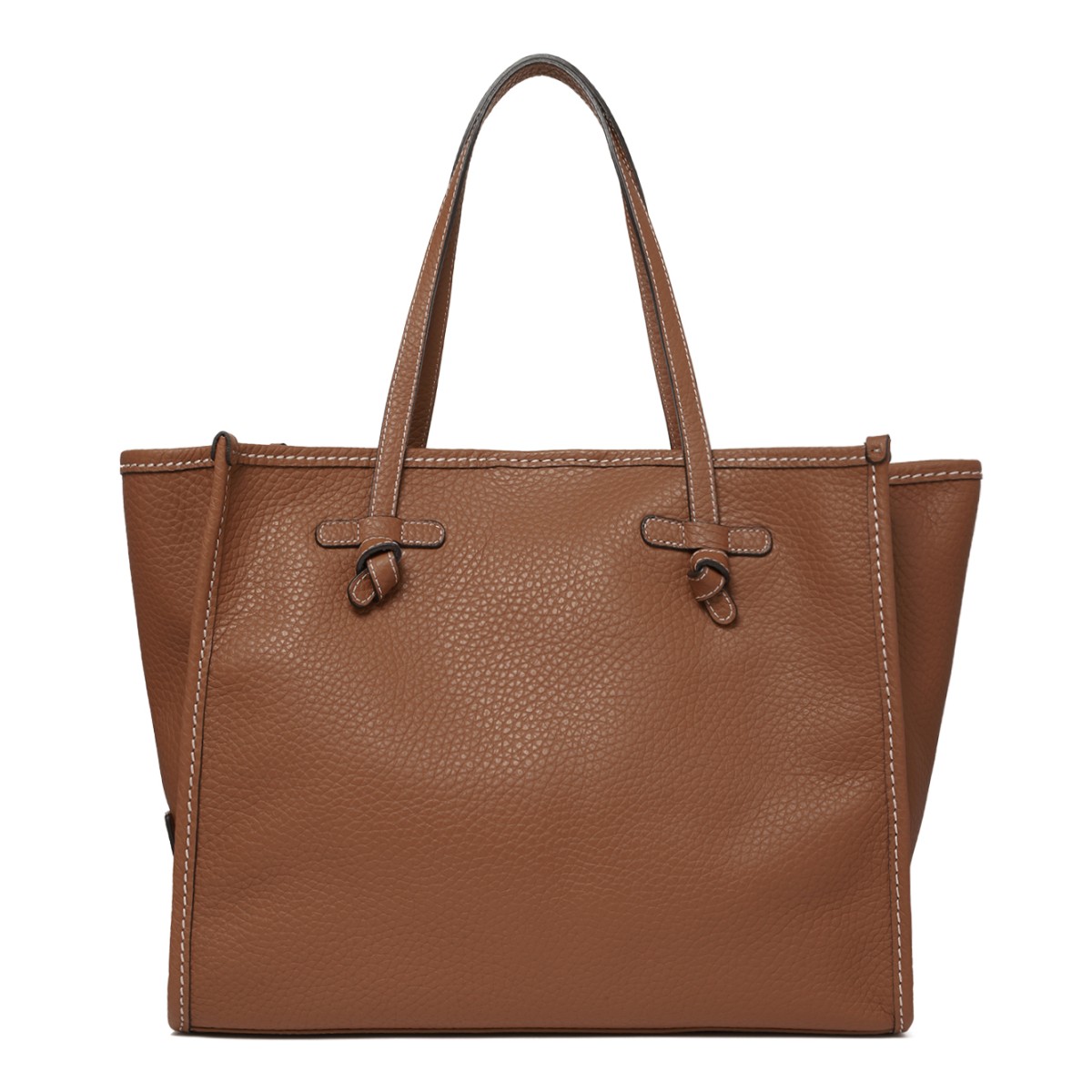 Marcella Cognac Textured Leather Shopper Tote Bag.