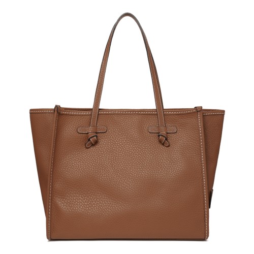 Marcella Cognac Textured Leather Shopper Tote Bag. 2