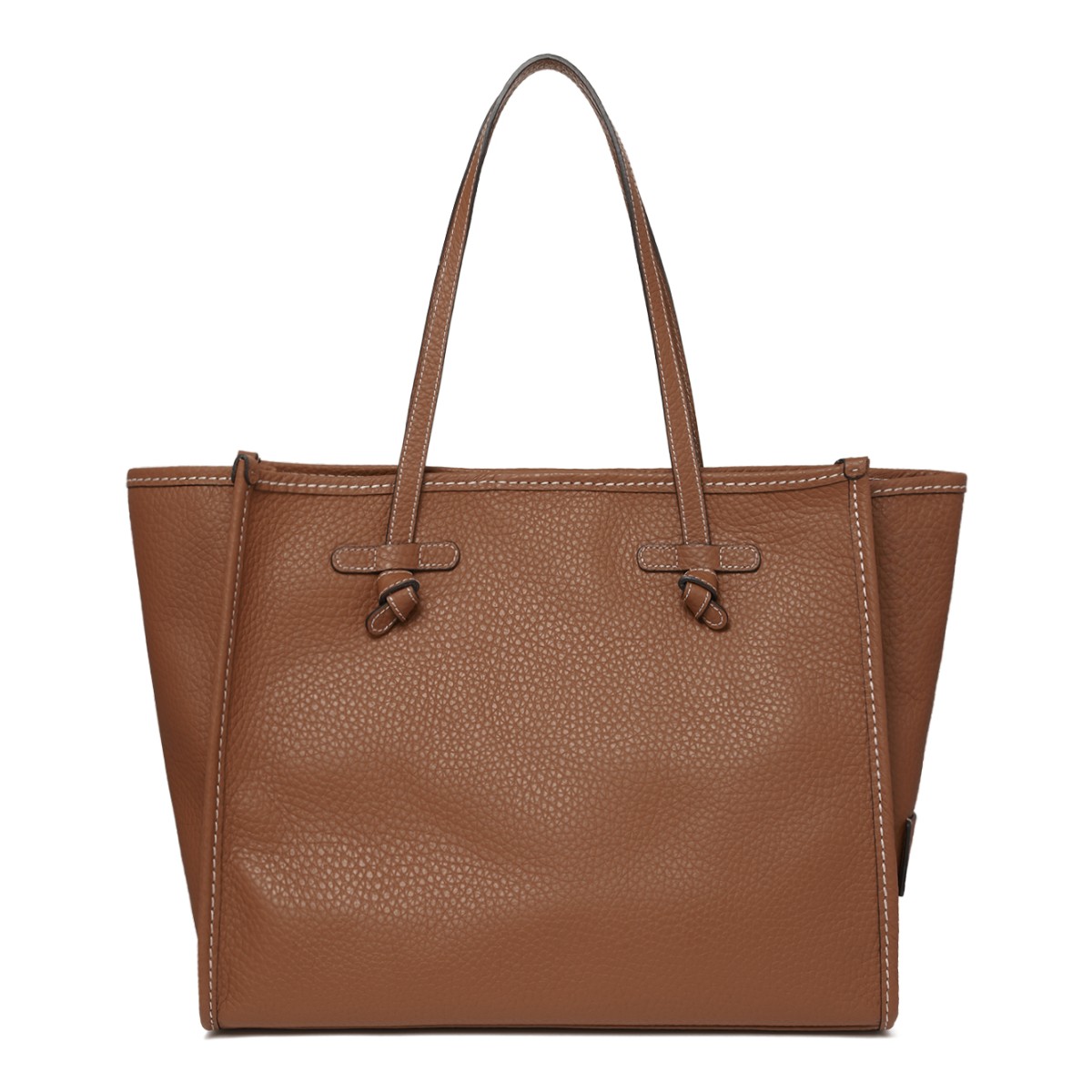 Marcella Cognac Textured Leather Shopper Tote Bag.