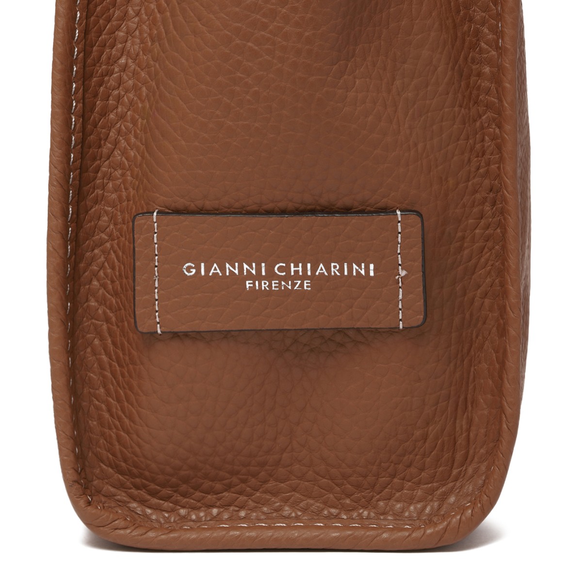 Marcella Cognac Textured Leather Shopper Tote Bag.