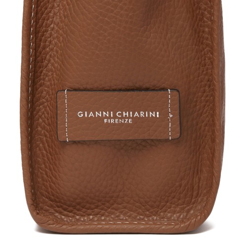 Marcella Cognac Textured Leather Shopper Tote Bag.