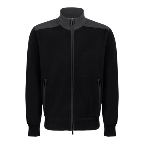 Paul & Shark Black Zip-Up Wool Cardigan.