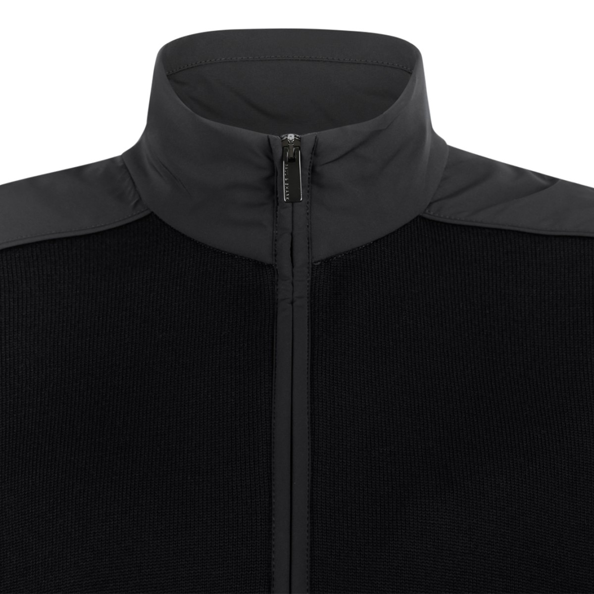 Paul & Shark Black Zip-Up Wool Cardigan.