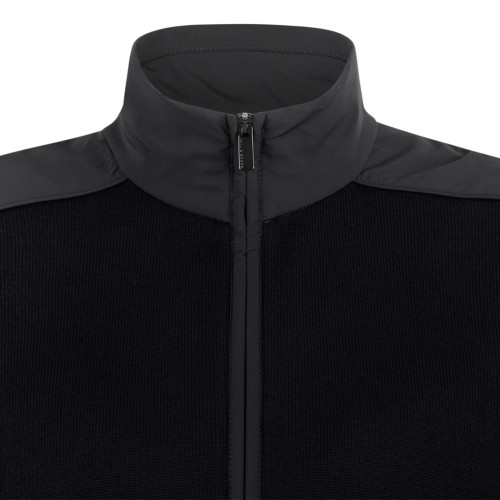 Paul & Shark Black Zip-Up Wool Cardigan.