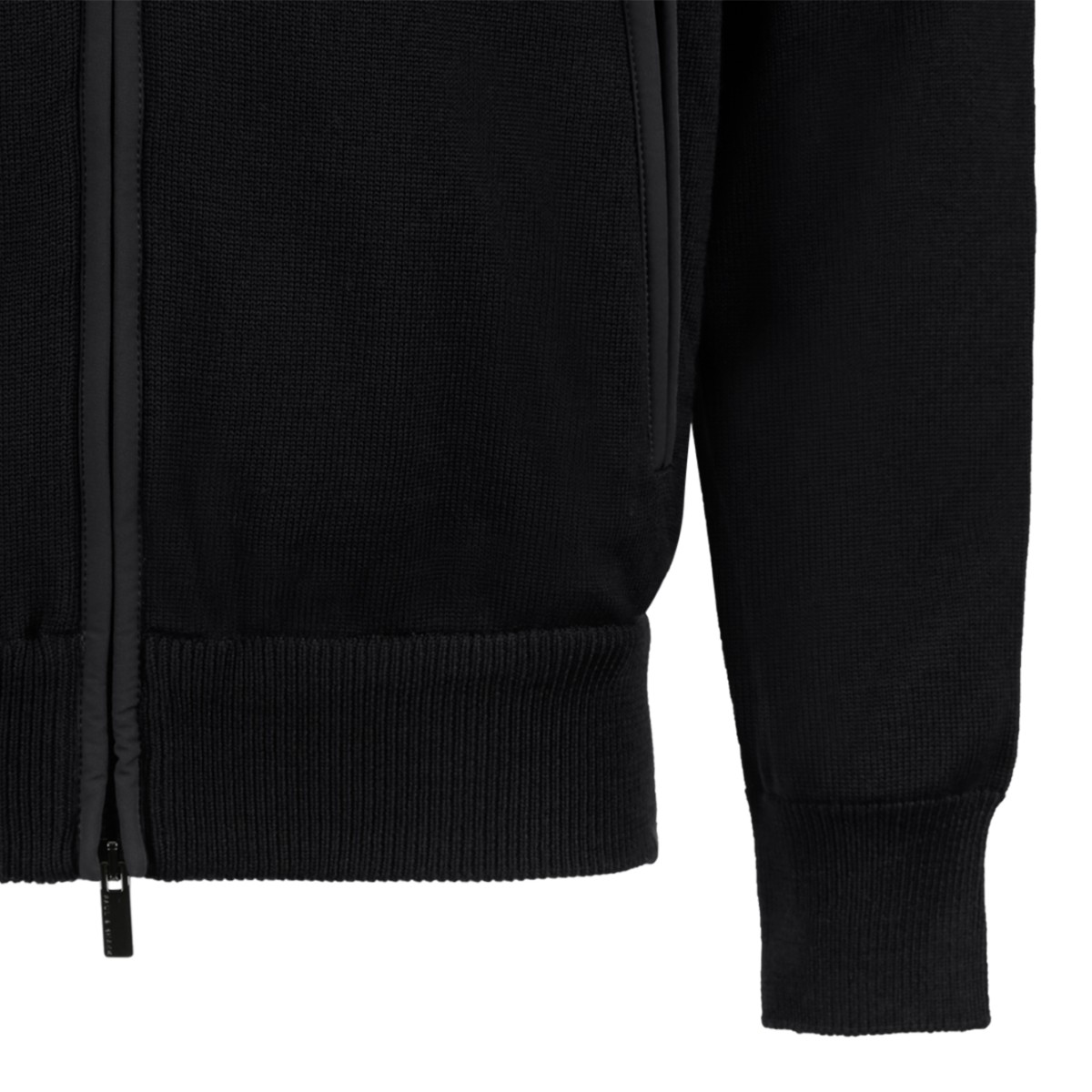 Paul & Shark Black Zip-Up Wool Cardigan.