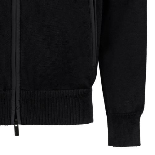 Paul & Shark Black Zip-Up Wool Cardigan.