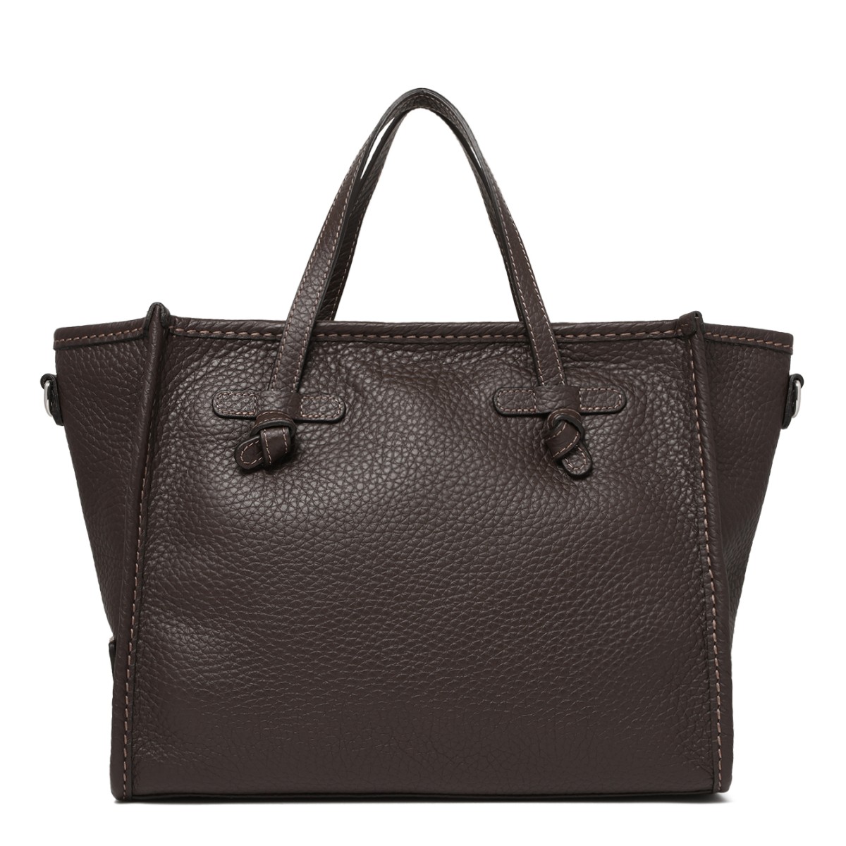 Marcella Dark Brown Textured Leather Tote Bag.