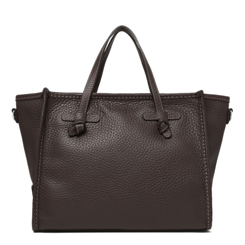 Marcella Dark Brown Textured Leather Tote Bag.